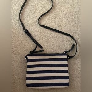 Crossbody Bag- Navy Stripes. Suede/Canvas